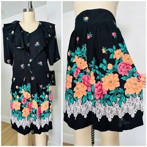Vintage 80’s Floral High Waisted Shorts Set